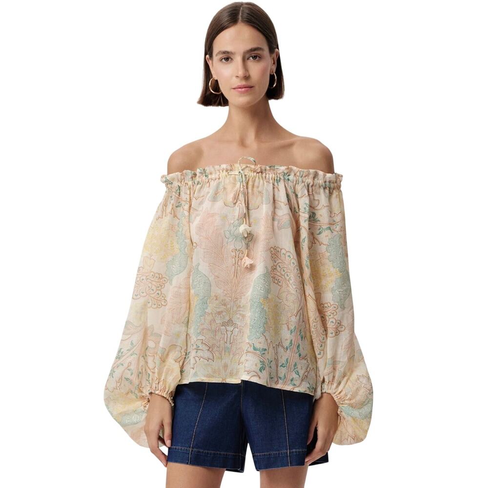 Exquise Uliana Off Shoulder Tie Neck Long Sleeve Blouse US 6